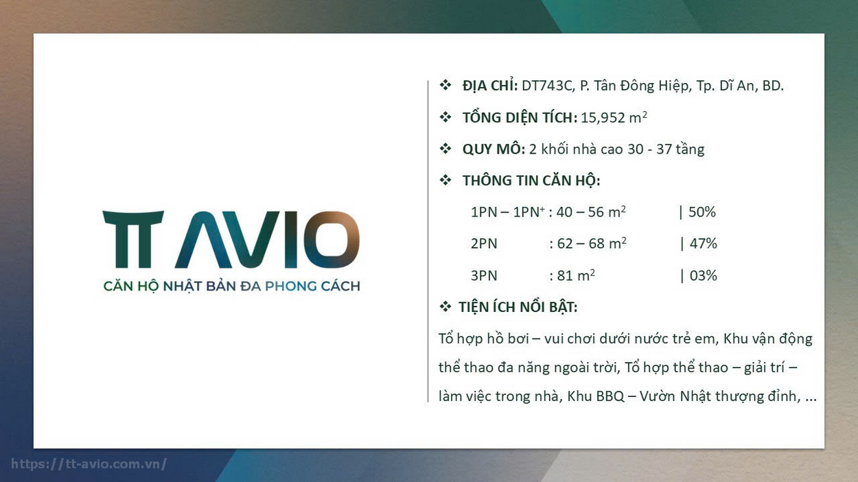 Tổng Quan Dự Án Tt Avio Bình Dương