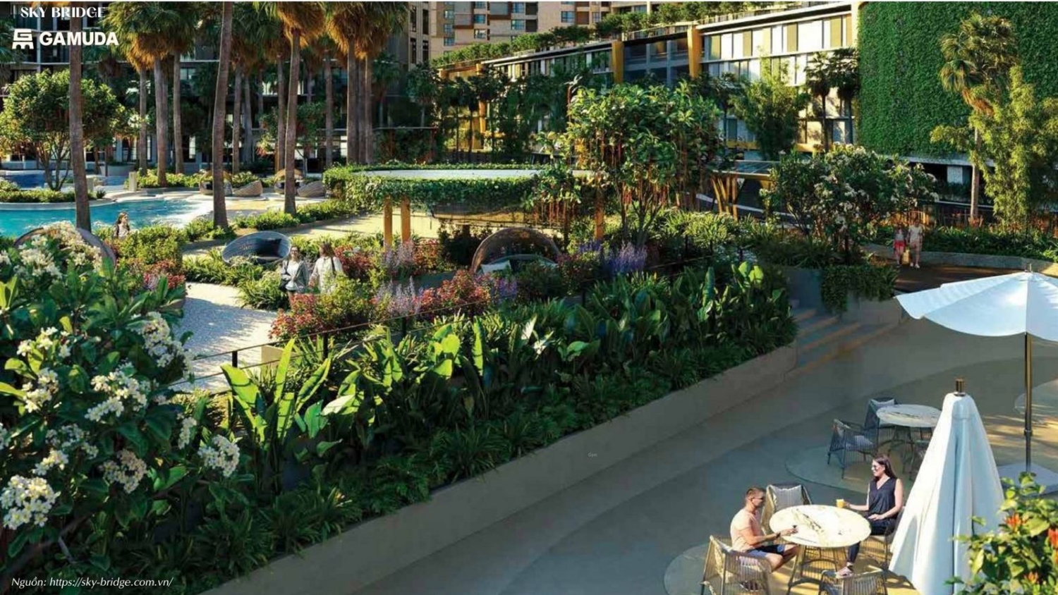 Đường dạo bộ quanh công viên dự án chung cư SkyBridge Thuận An